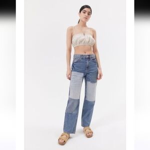 BDG Urban Outfitters Patchwork High Rise Straight Leg Jeans